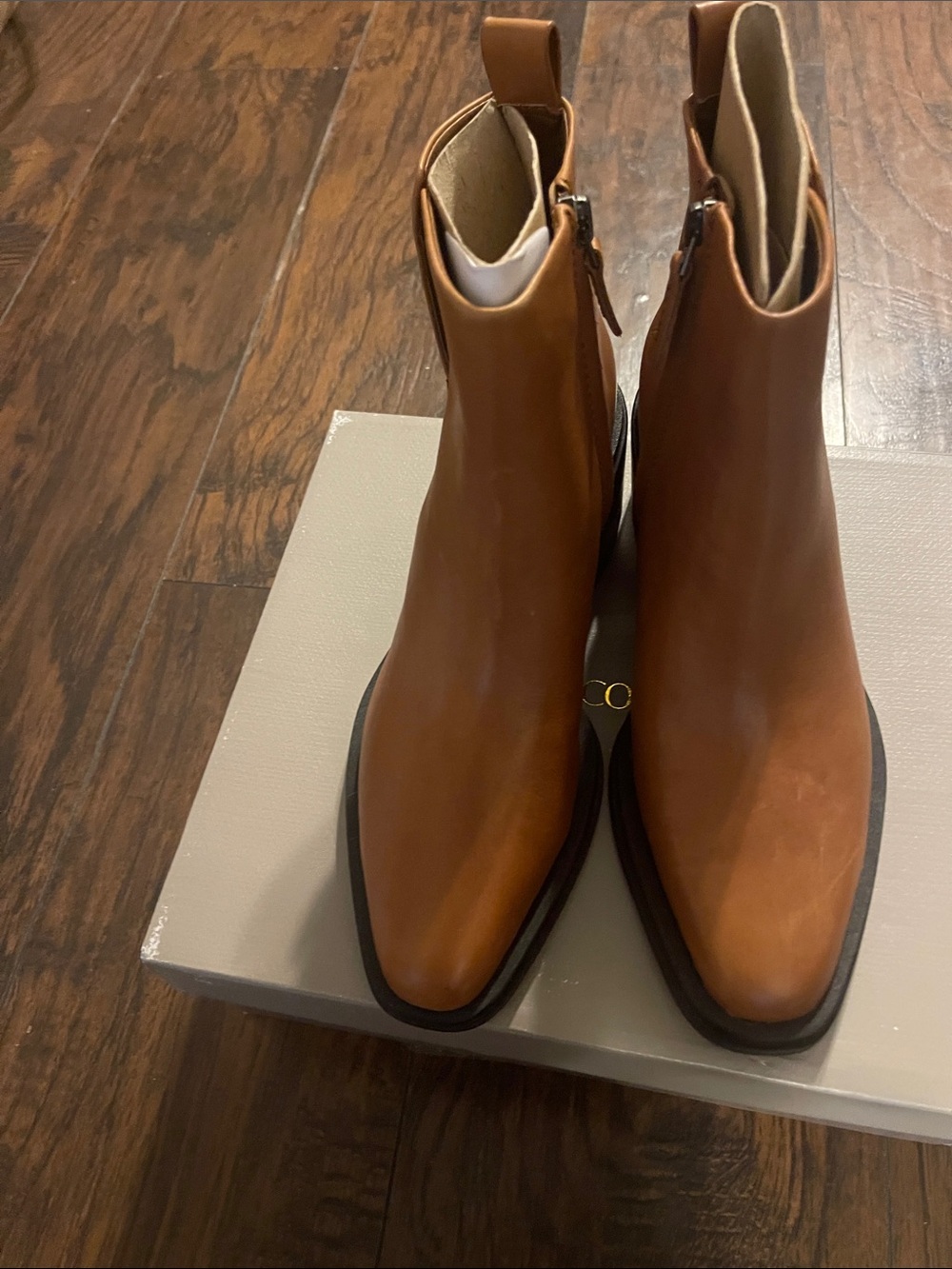 Franco Sarto Women Tan Leather Ankle Boots